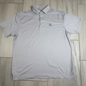 Rhoback Mens Large Grey Honeycomb Performance Golf Polo Shirt Short Sleeve L
